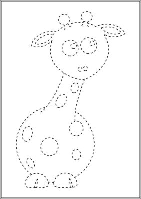 Adorable Giraffe Tracing Worksheet Coloring - TotalColoring.Com