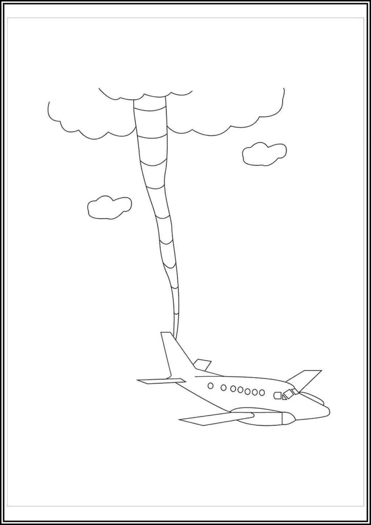 Airplane With Tornado Coloring - TotalColoring.Com