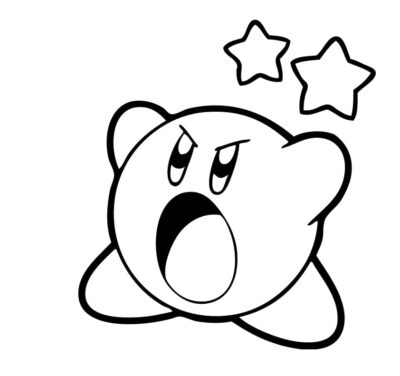 Angry Kirby With Stars Coloring - TotalColoring.Com