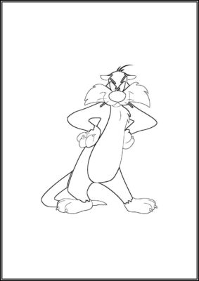 Angry Sylvester The Cat Coloring - TotalColoring.Com