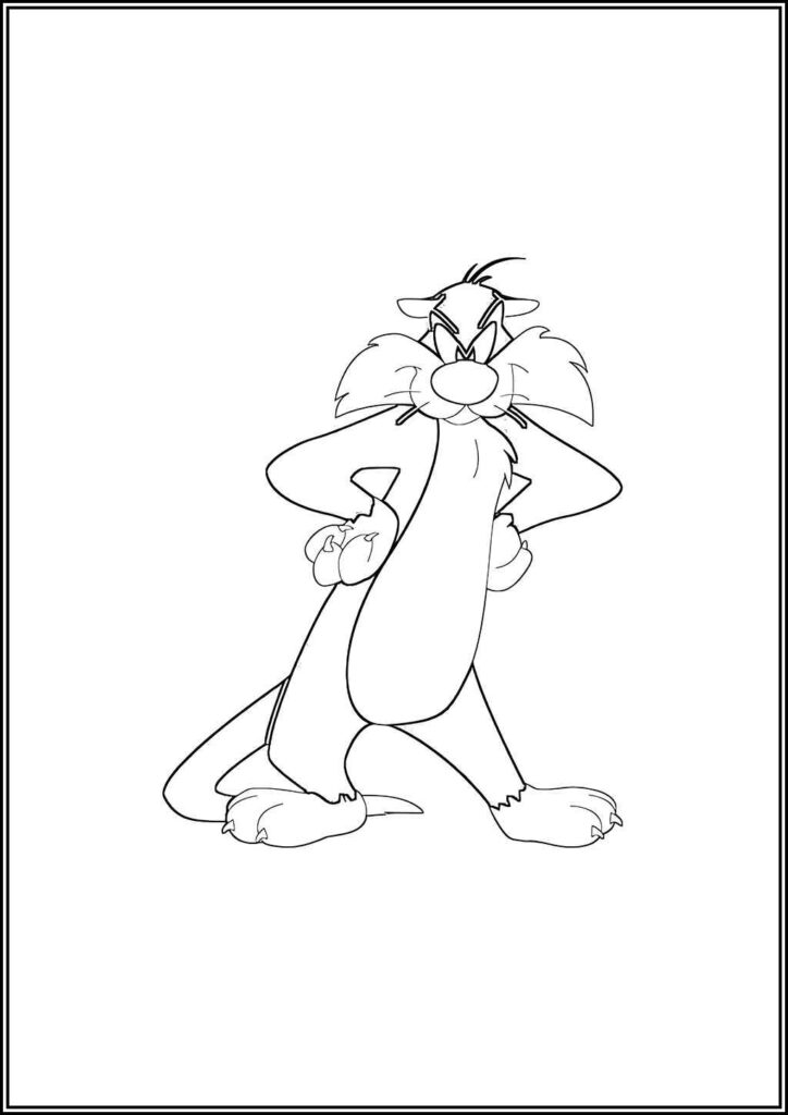 Angry Sylvester The Cat Coloring - TotalColoring.Com