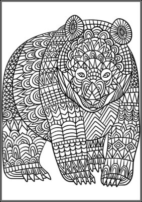 Awesome Bear Mandala Coloring - TotalColoring.Com