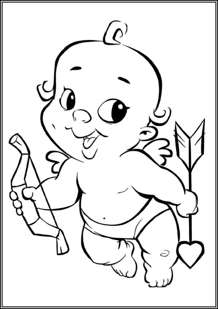 Baby Valentines Cupid Coloring - TotalColoring.Com