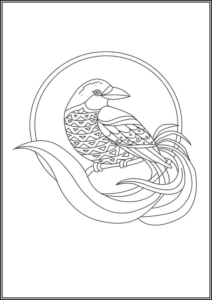 Basic Bird Mandala Coloring - TotalColoring.Com