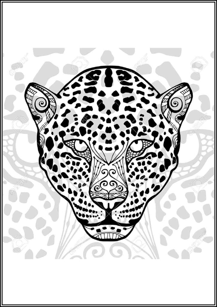 Basic Cheetah Face Mandala Coloring - TotalColoring.Com