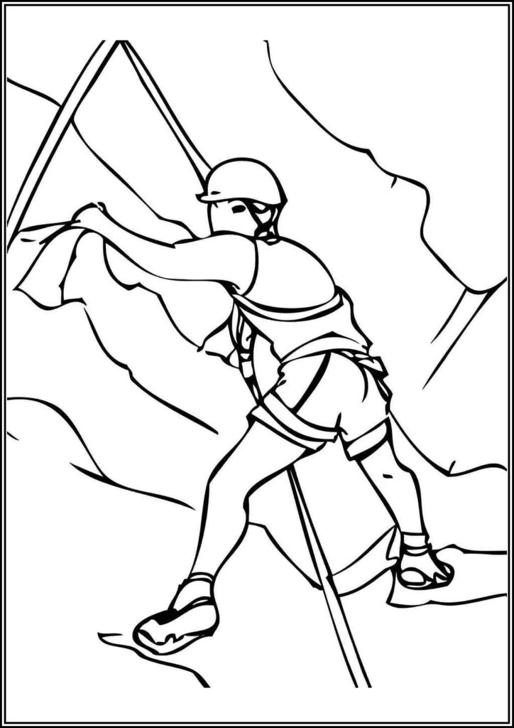 Basic Drawin Man Climbing Moutain Coloring - TotalColoring.Com