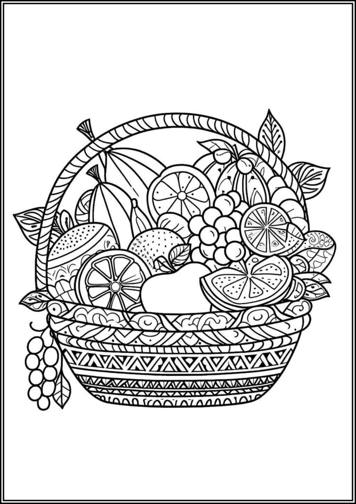 Beautiful Fruit Basket Coloring - TotalColoring.Com