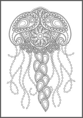 Beautiful Jellyfish Mandala Coloring - TotalColoring.Com