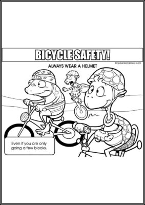 Bicycle Safety Always Wear Helmet Coloring - TotalColoring.Com