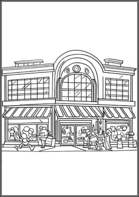 Big Shopping Mall Coloring - TotalColoring.Com