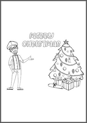 Blippi And Christmas Tree Coloring - TotalColoring.Com