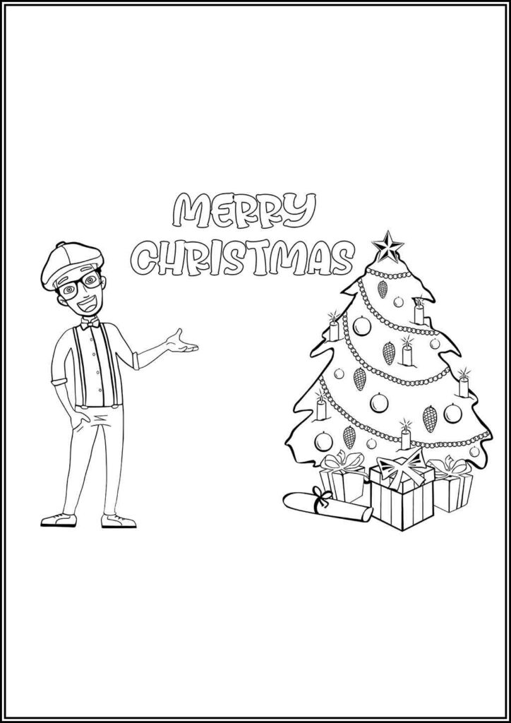 Blippi And Christmas Tree Coloring - TotalColoring.Com