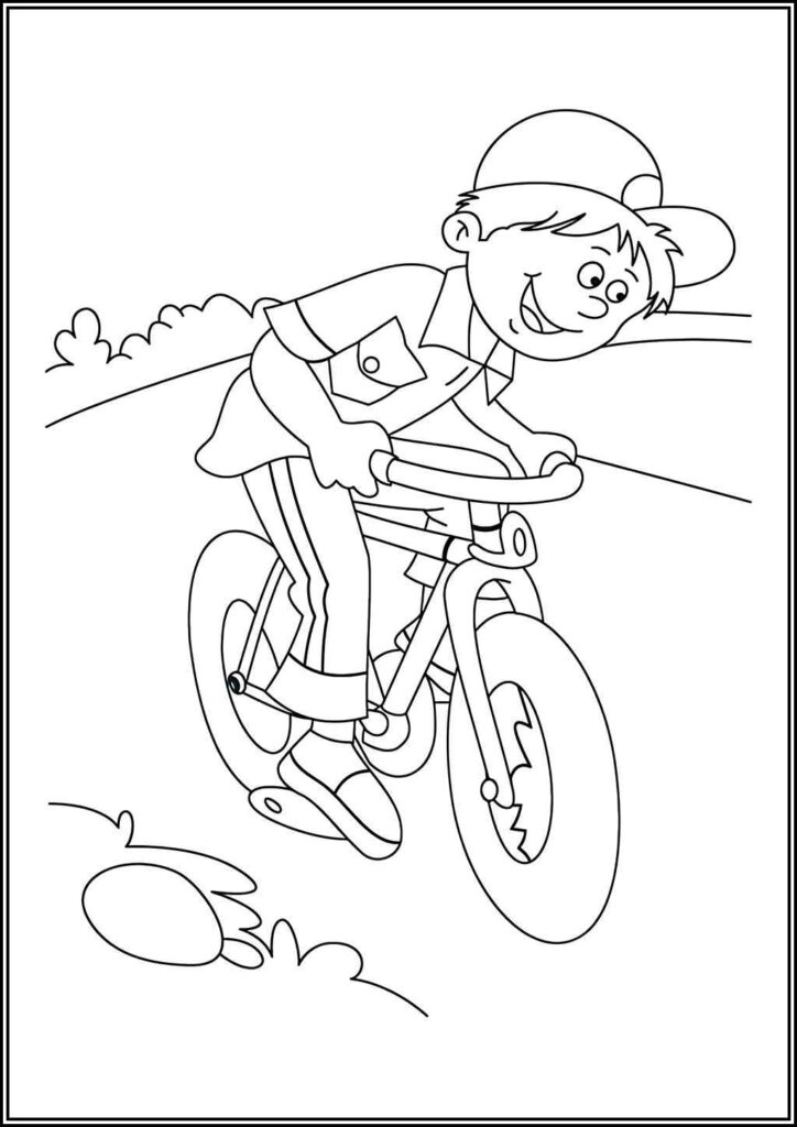 Boy Riding A Bike Coloring - TotalColoring.Com