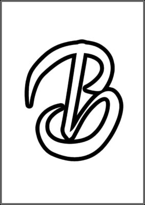 Calligraphy Alphabet Letter B Coloring - TotalColoring.Com