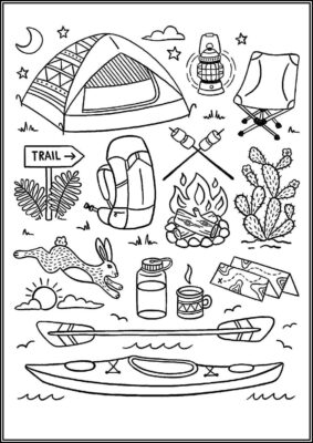 Camping Printable For Kids Coloring - TotalColoring.Com