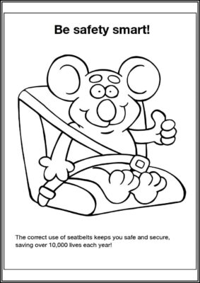 Car Safety Be Safety Smart Coloring - TotalColoring.Com