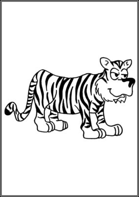 Cartoon Tiger For Kids Coloring - TotalColoring.Com