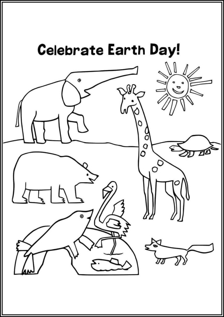 Celebrate Earth Day With Animals Coloring - TotalColoring.Com