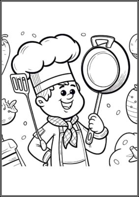 Chef Printable For Kids Coloring - TotalColoring.Com