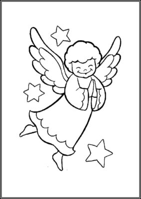 Christmas Angel And Stars Coloring - TotalColoring.Com