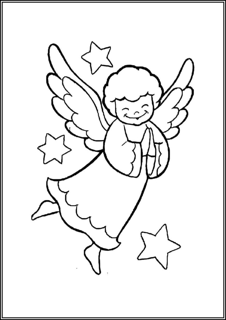 Christmas Angel And Stars Coloring - TotalColoring.Com