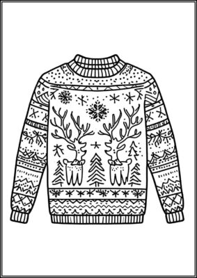 Christmas Sweater With Reindeers Coloring - TotalColoring.Com