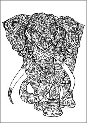 Cool Portrait Of Elephant Mandala Coloring - TotalColoring.Com