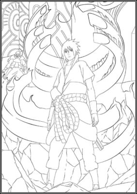 Cool Sasuke With Susanoo Coloring - TotalColoring.Com