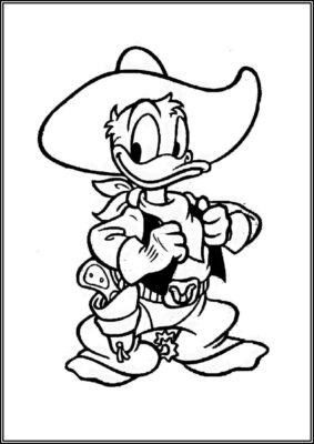 Cowboy Donald Duck Coloring - TotalColoring.Com