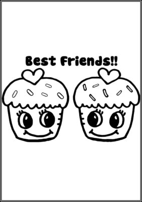 Cupcakes Best Friends Coloring - TotalColoring.Com