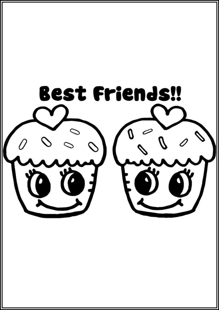 Cupcakes Best Friends Coloring - TotalColoring.Com