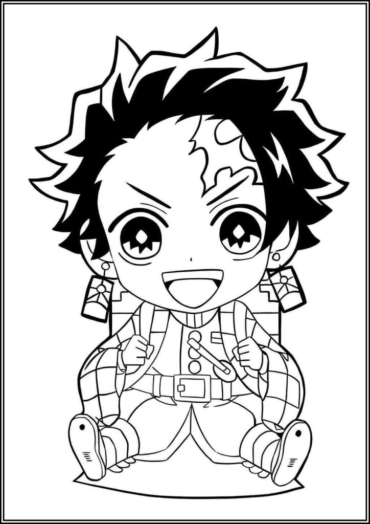 Cute Chibi Tanjiro Kamado Coloring - TotalColoring.Com