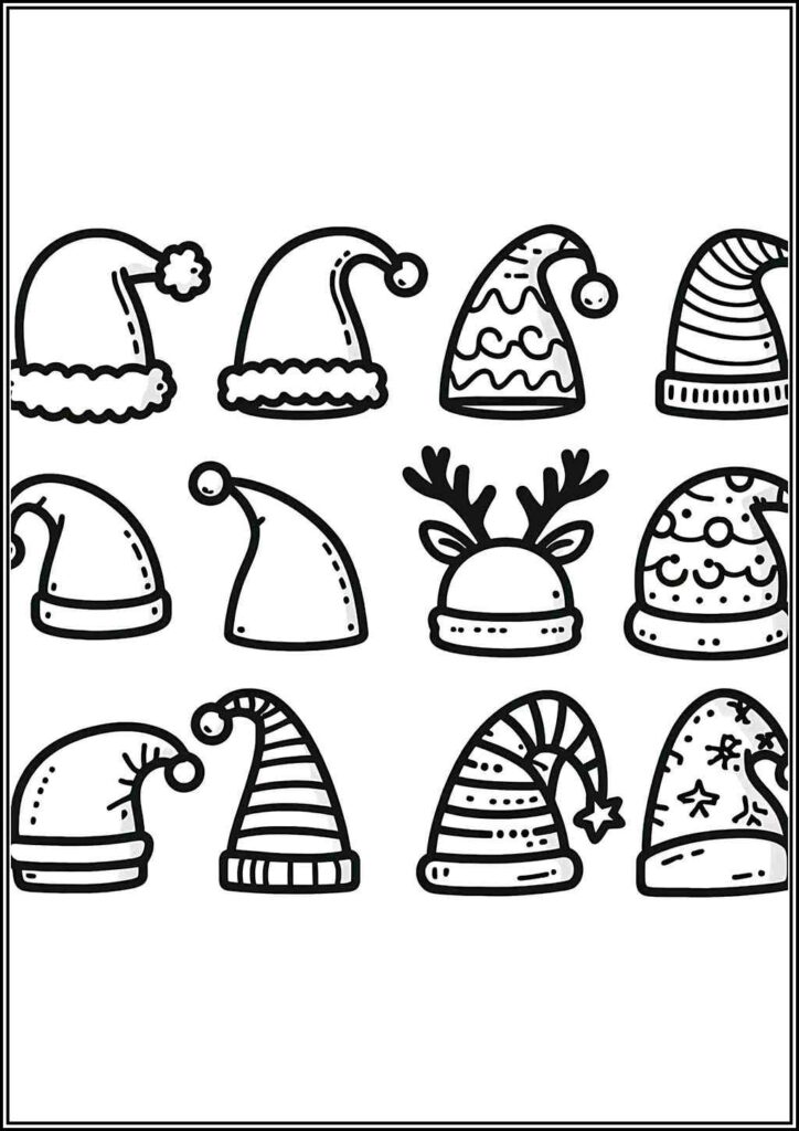 Cute Christmas Hats Coloring - TotalColoring.Com