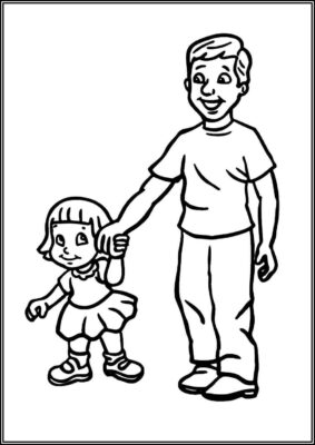 Cute Daughter With Dad Coloring - TotalColoring.Com