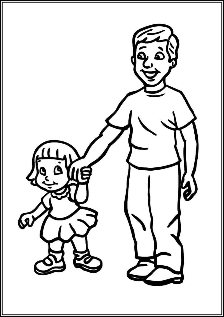 Cute Daughter With Dad Coloring - TotalColoring.Com