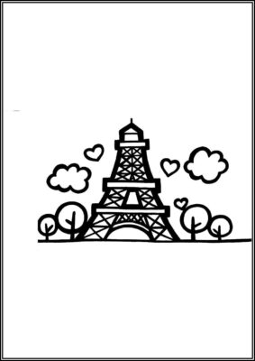 Cute Eiffel Tower Coloring - TotalColoring.Com