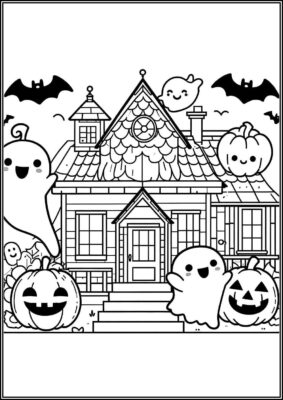 Cute Haunted House Coloring - TotalColoring.Com