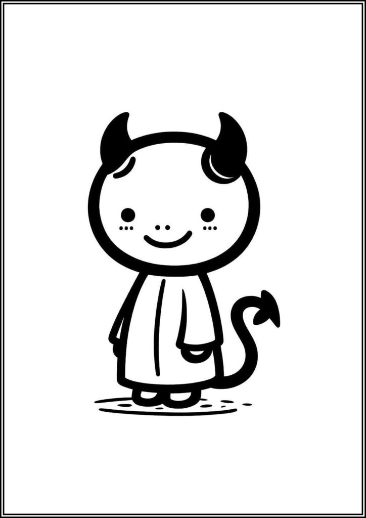 Cute Smiling Demon Coloring - TotalColoring.Com