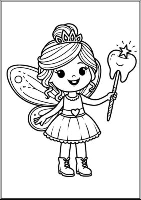 Cute Tooth Fairy Printable Coloring - TotalColoring.Com