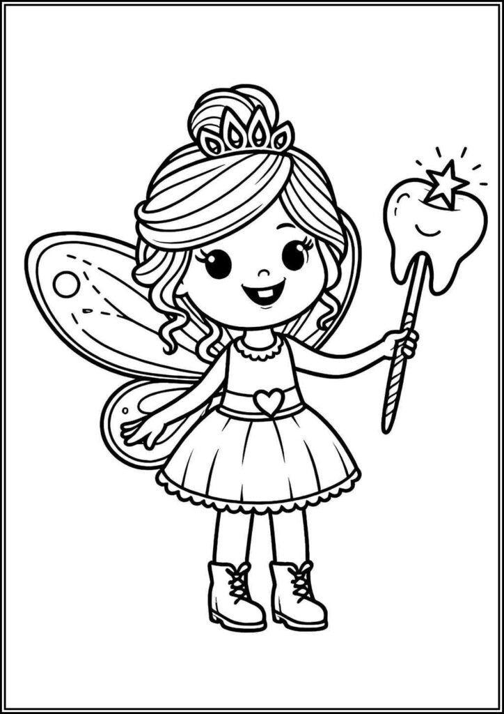 Cute Tooth Fairy Printable Coloring - TotalColoring.Com