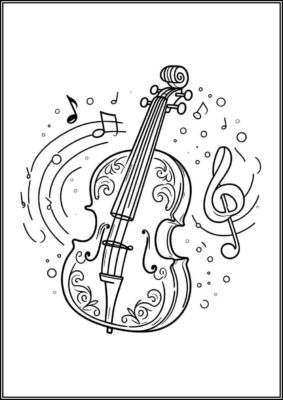 Drawing Of Cello Coloring - TotalColoring.Com