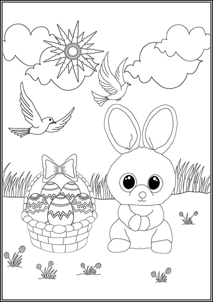 Easter Beanie Boo Coloring - TotalColoring.Com