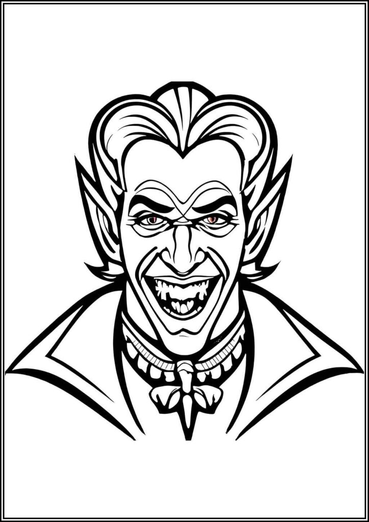 Evil Dracula Is Smiling Coloring - TotalColoring.Com