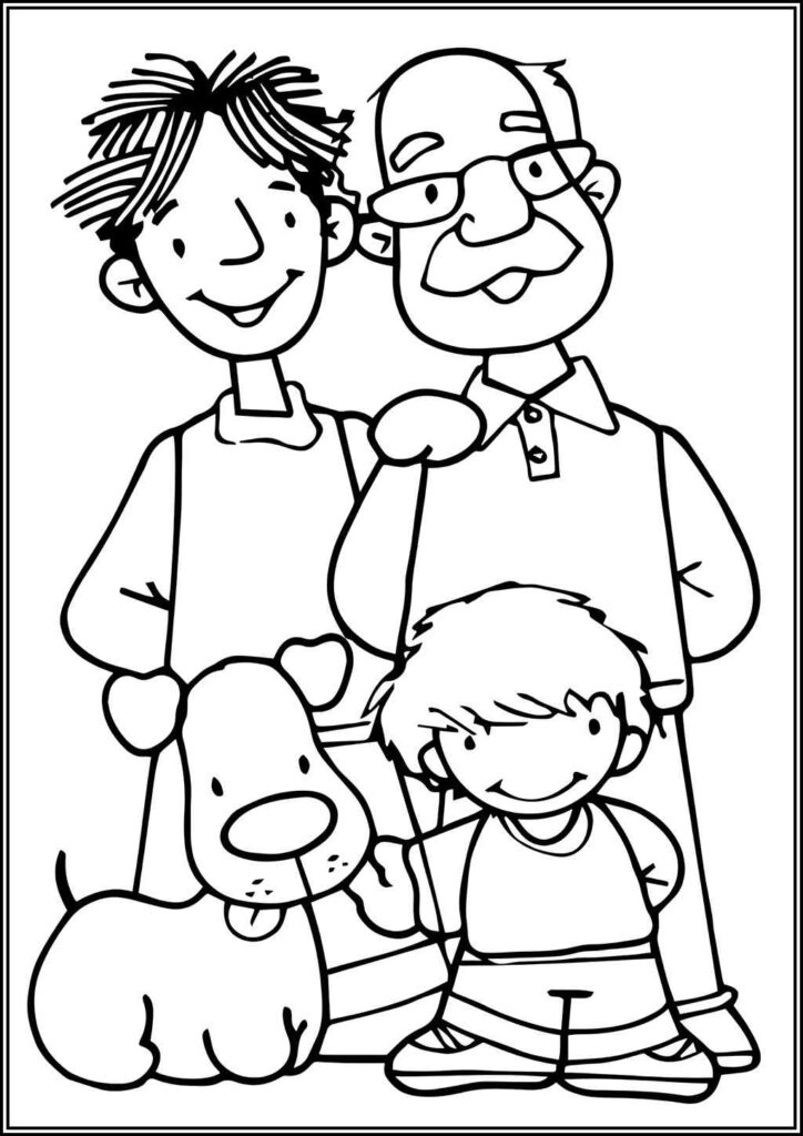 Family And Their Puppy Coloring - TotalColoring.Com