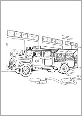 Fire Station And Fire Engine Coloring - TotalColoring.Com