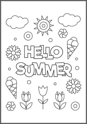 Free Hello Summer Image Coloring - TotalColoring.Com