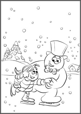 Frosty The Snowman Ice Skating Coloring - TotalColoring.Com