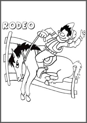 Funny Bronc Riding Rodeo Coloring - TotalColoring.Com