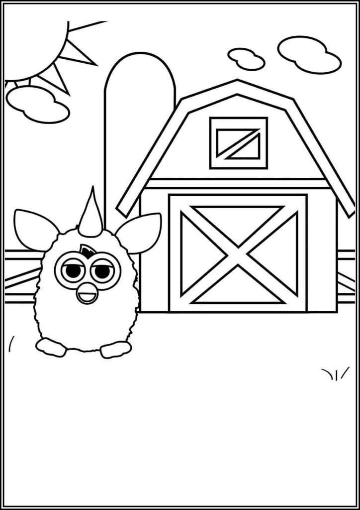 Furby And Barn Coloring - TotalColoring.Com