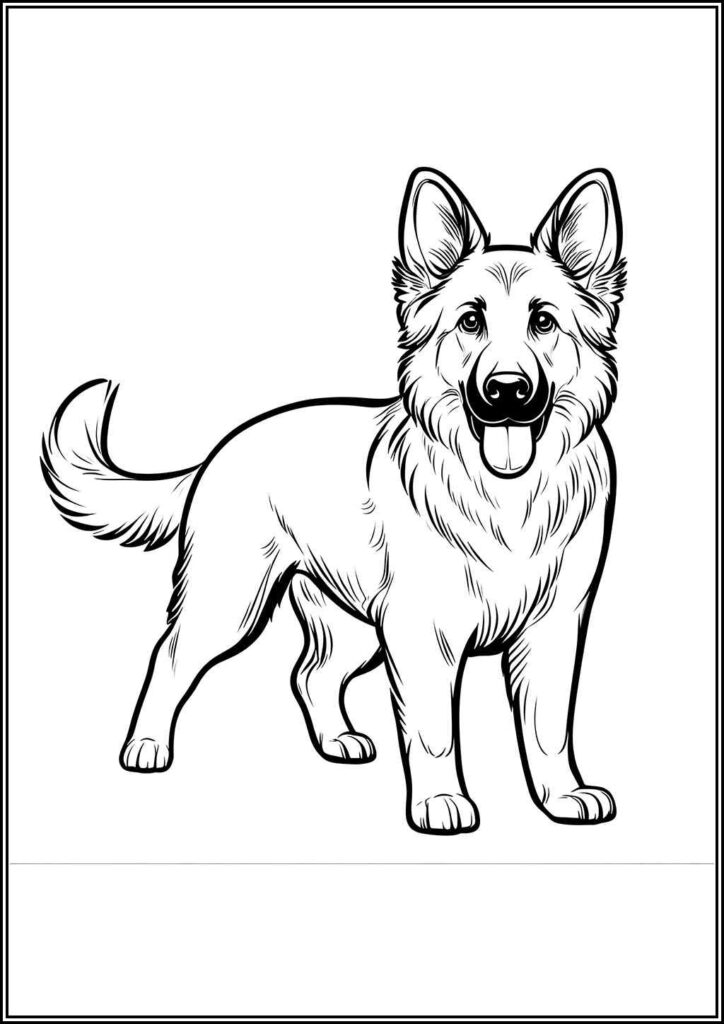 German Shepherd Free Printable Coloring - TotalColoring.Com